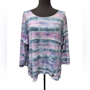 Allison Daley Women's Blue and Purple w/ decorative buttons Top Size PXL